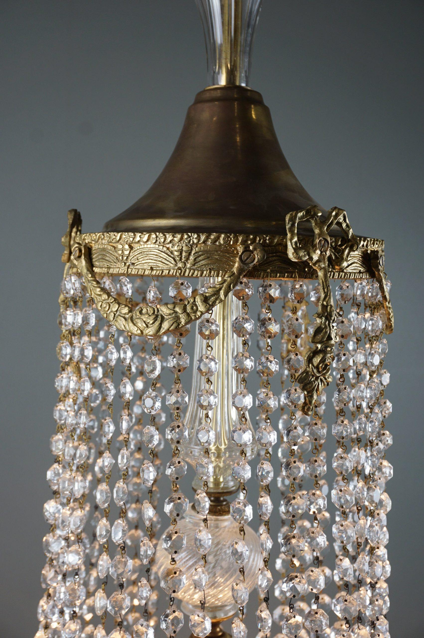 Crystal Beautiful very large antique pocket chandelier For Sale