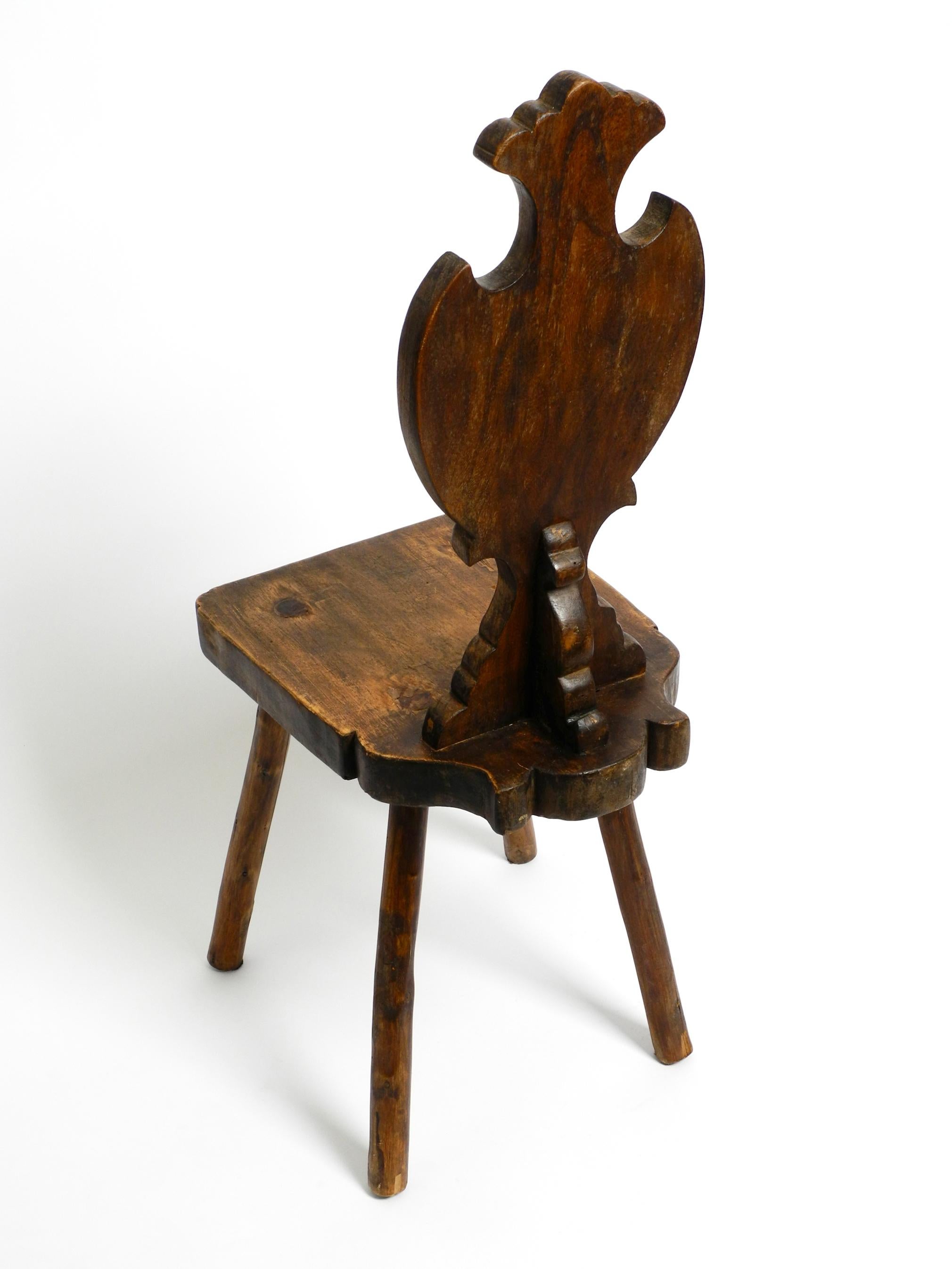 Beautiful, very rare, Italian Mid Century rustic chair made of heavy oak 6