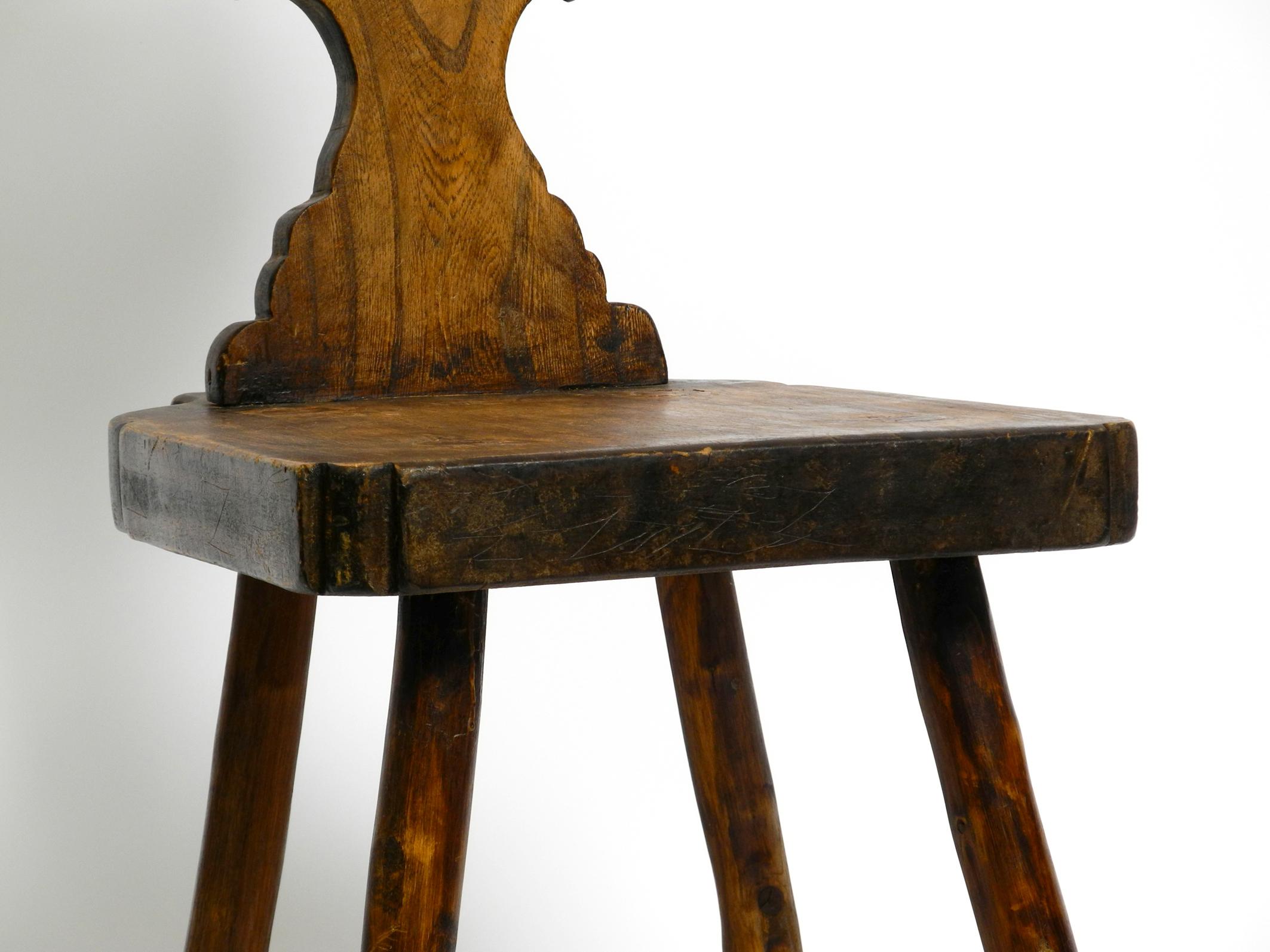 Beautiful, very rare, Italian Mid Century rustic chair made of heavy oak 10