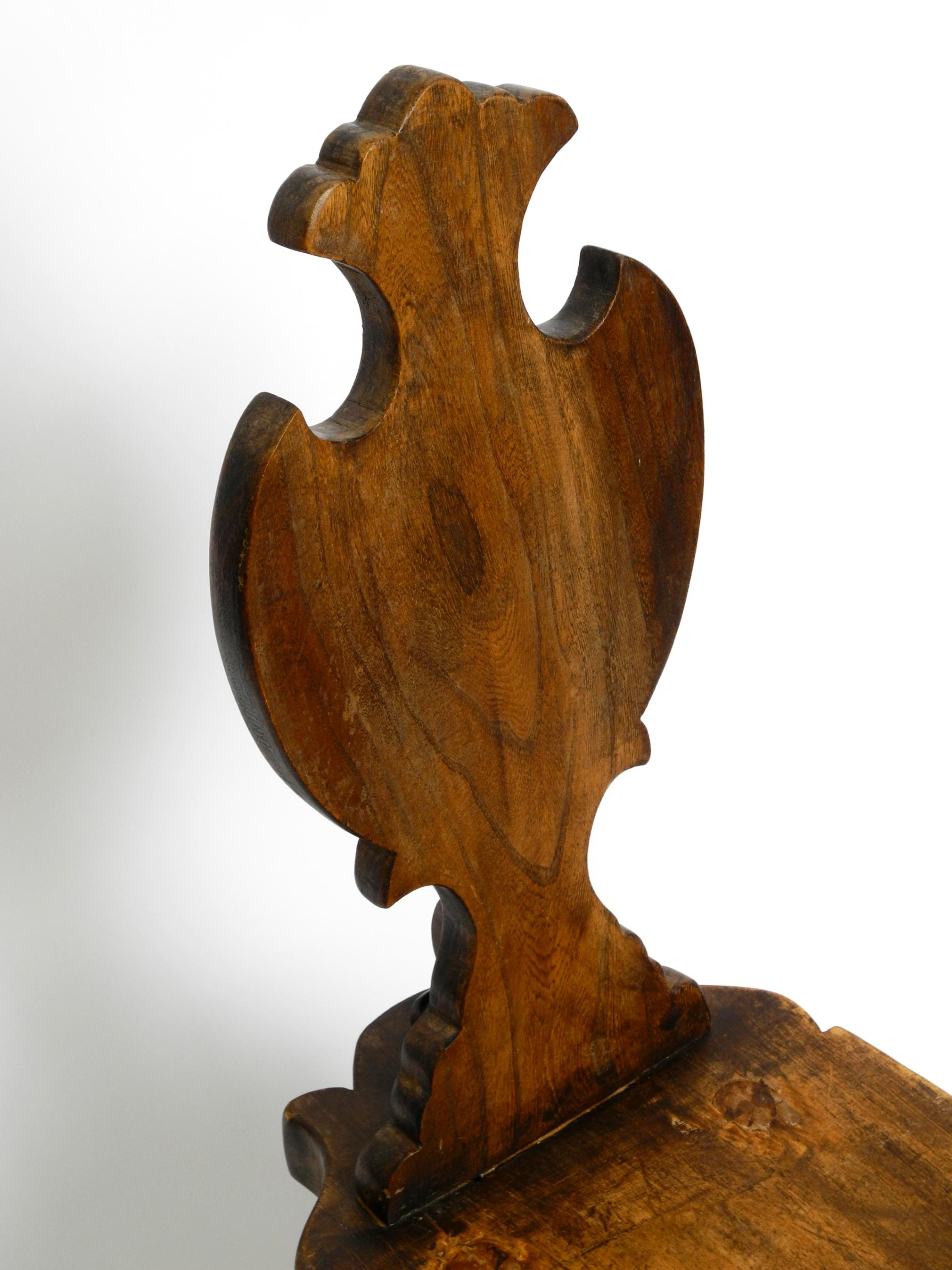 Beautiful, very rare, Italian Mid Century rustic chair made of heavy oak 12
