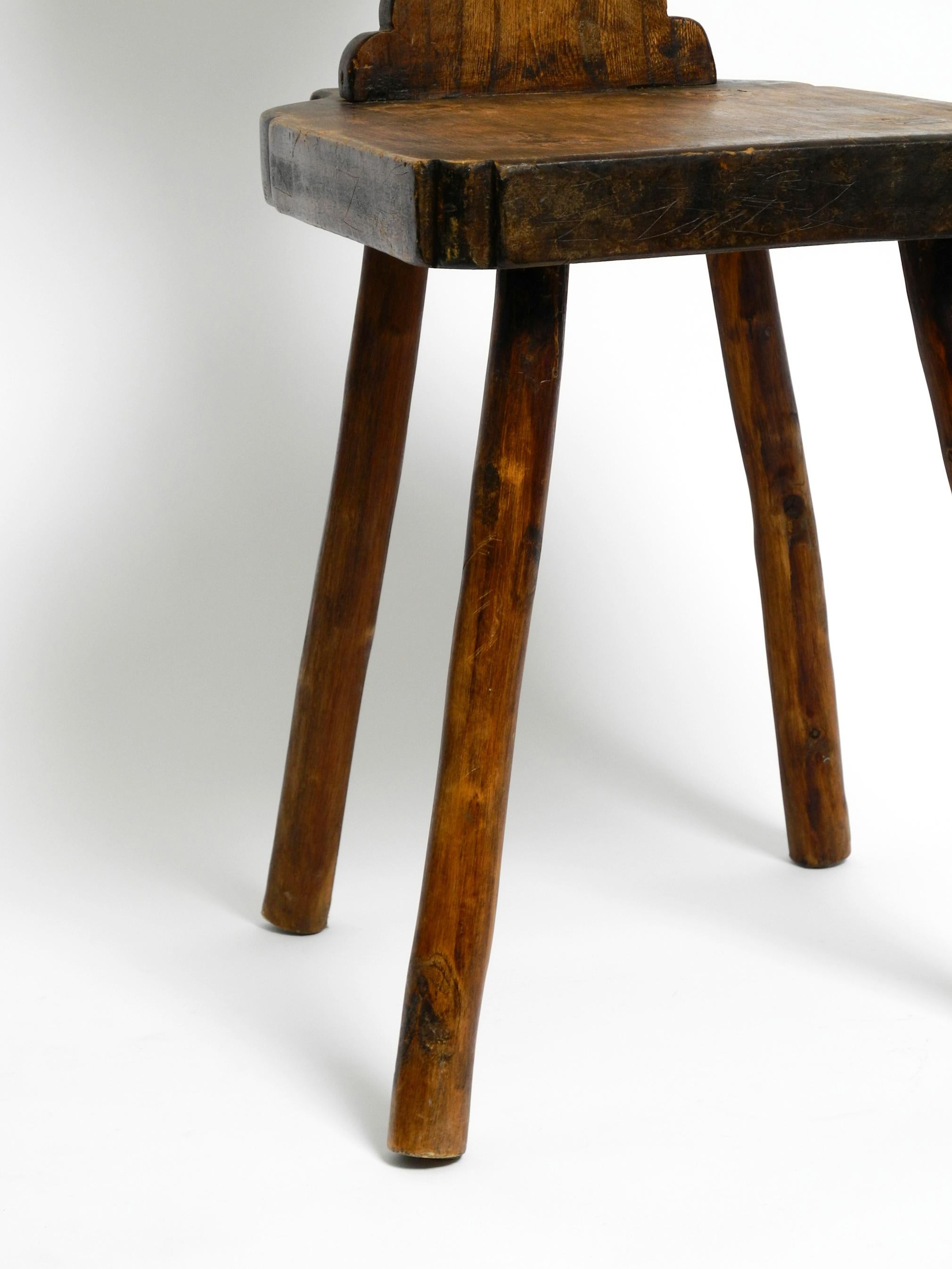 Beautiful, very rare, Italian Mid Century rustic chair made of heavy oak 2
