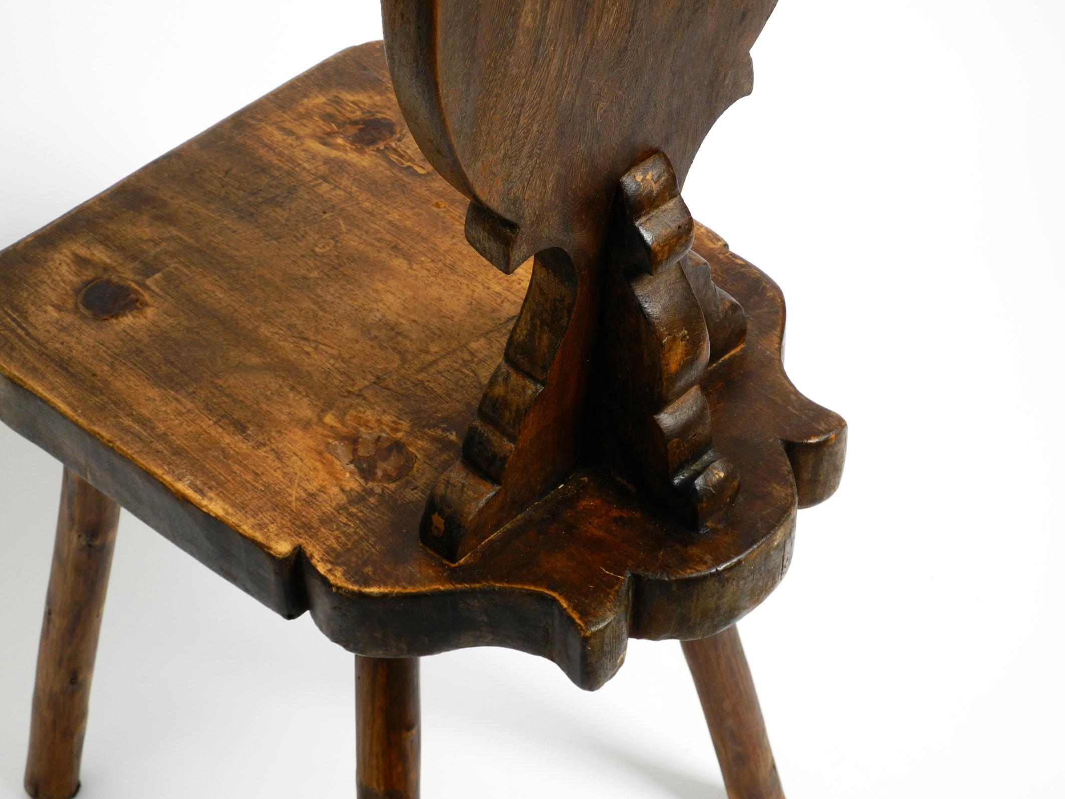Beautiful, very rare, Italian Mid Century rustic chair made of heavy oak 3