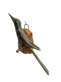 Beautiful Vichtauer Hand Carved Wood Bird, Black Forest Folk Art, Austria, 1860s