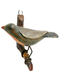 Beautiful Vichtauer Hand Carved Wood Bird, Black Forest Folk Art, Austria, 1860s