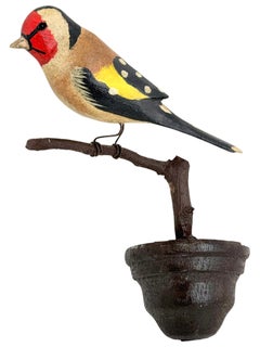 Beautiful Vichtauer Hand Carved Wood Bird Black Forest Folk Art Austria 1890s