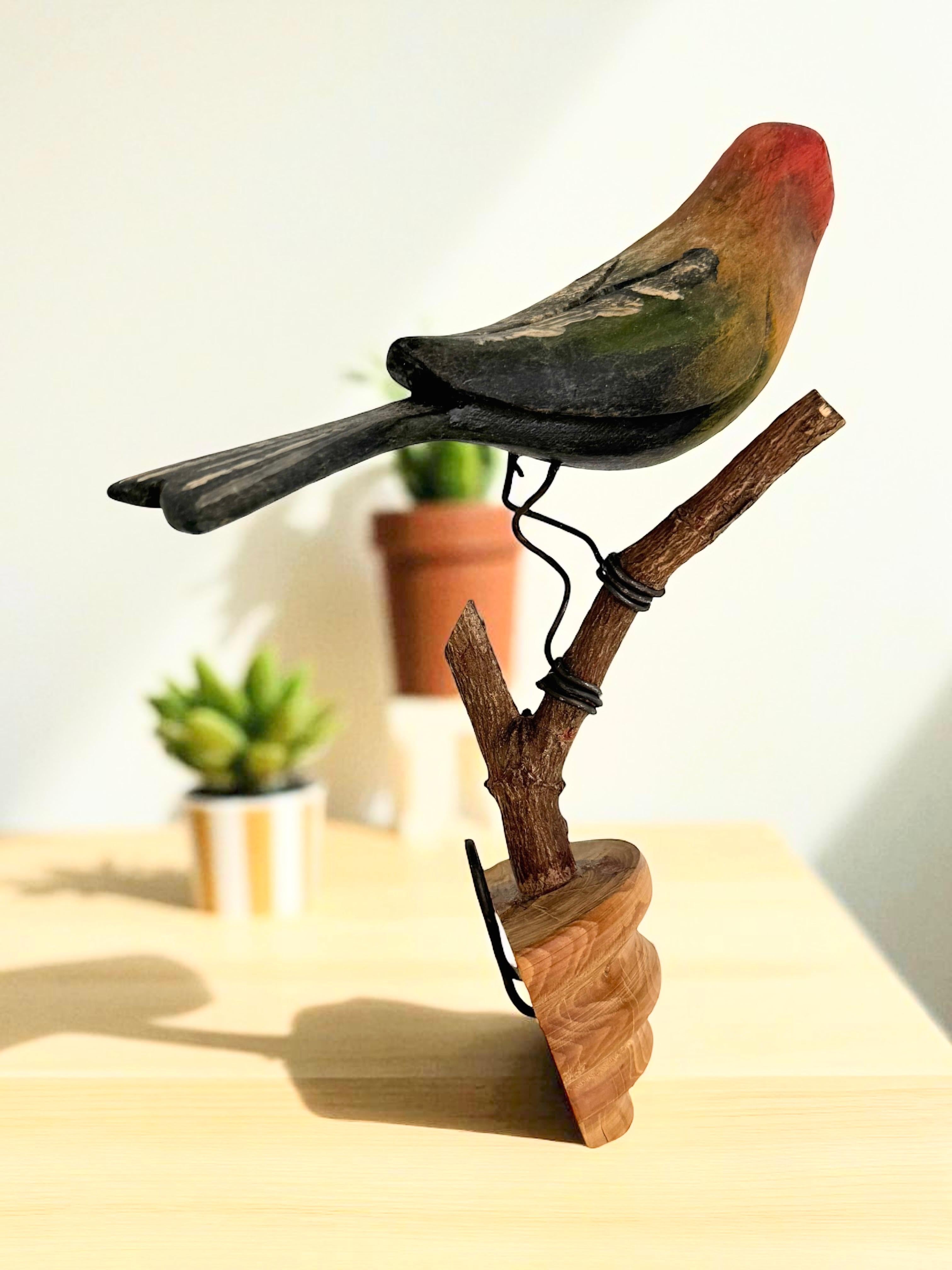 Bellissimo uccello in legno intagliato a mano Vichtauer, Black Forest Folk Art, Austria, anni '1910 in vendita 3