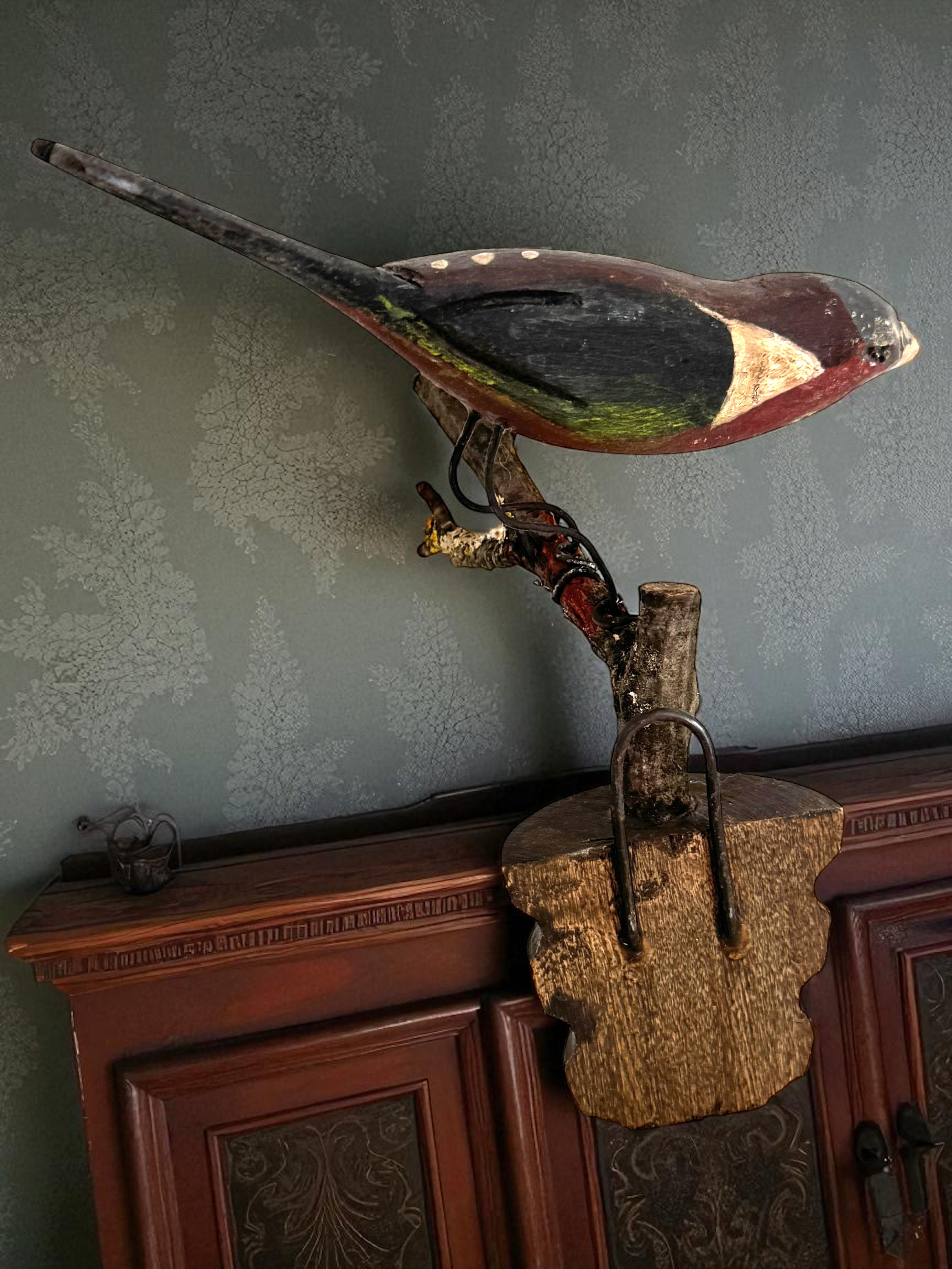 Bellissimo uccello in legno intagliato a mano Vichtauer, Black Forest Folk Art, Austria, anni '1910 in vendita 3