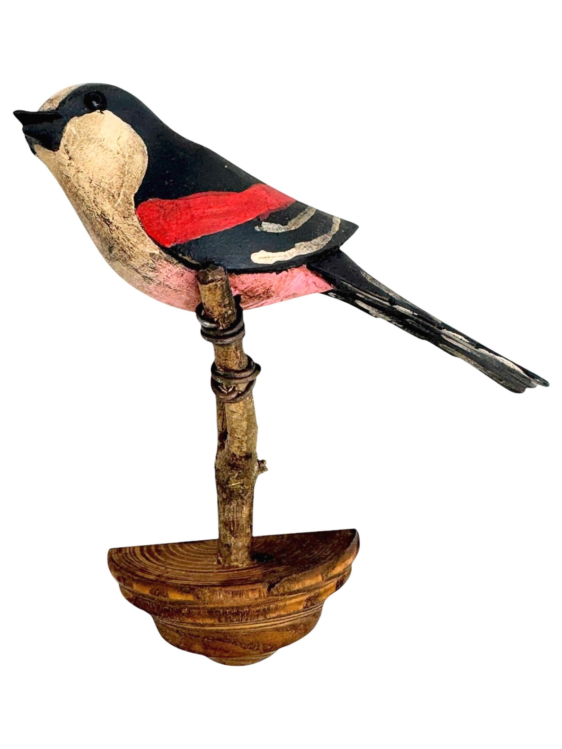 Precioso pájaro de madera tallada a mano de Vichtauer, arte popular de la Selva Negra, Austria, años 1910 4