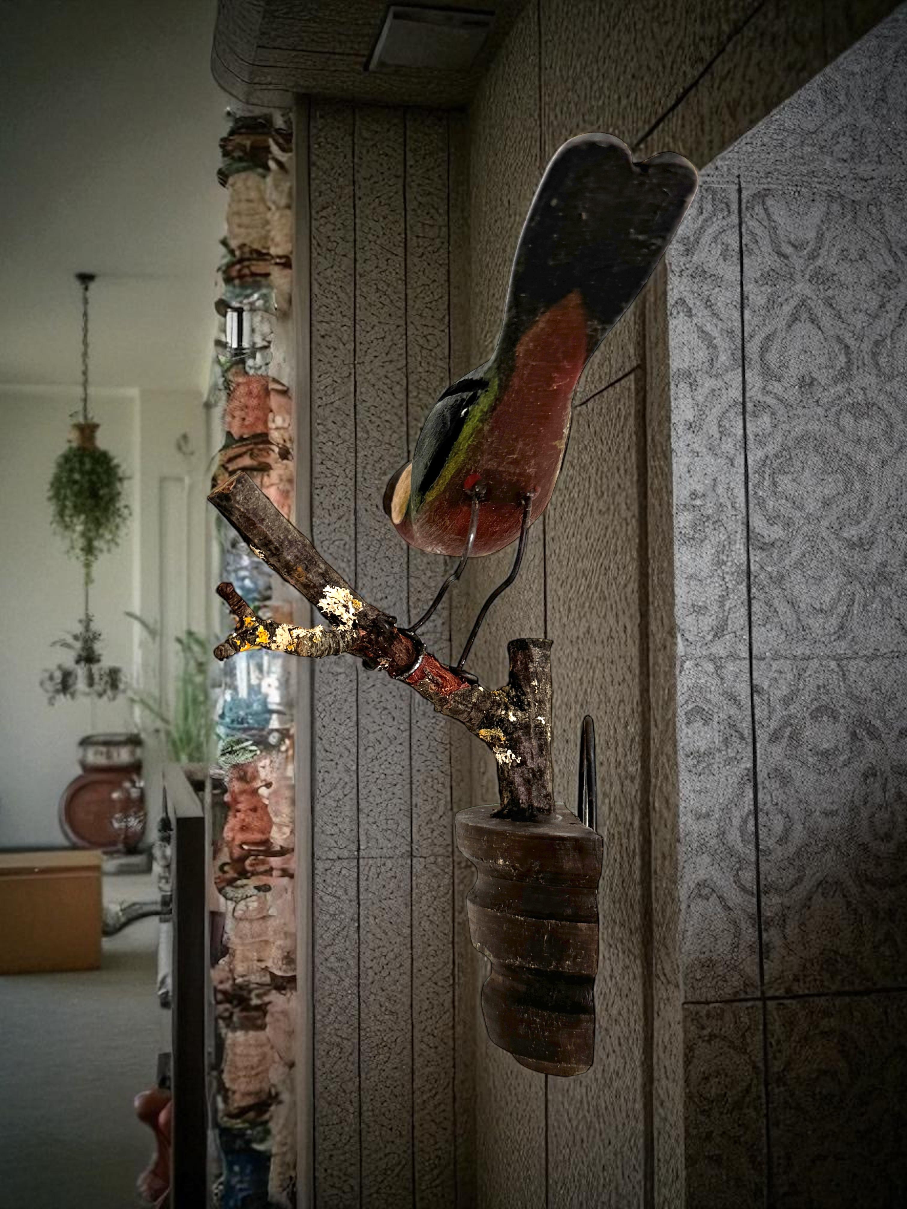 Bellissimo uccello in legno intagliato a mano Vichtauer, Black Forest Folk Art, Austria, anni '1910 in vendita 4