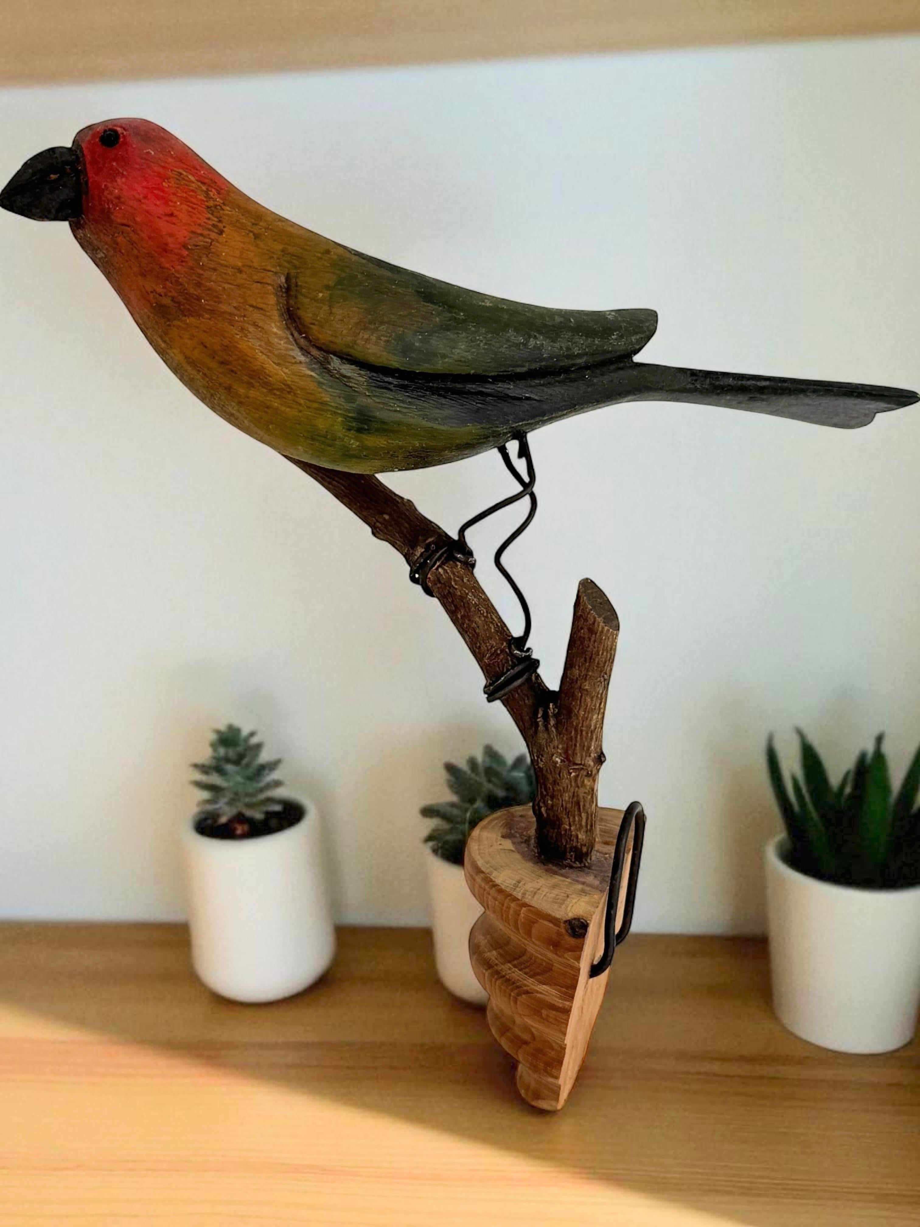 Bellissimo uccello in legno intagliato a mano Vichtauer, Black Forest Folk Art, Austria, anni '1910 in vendita 5