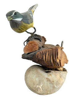 Beautiful Vichtauer Hand Carved Wood Bird, Black Forest Folk Art, Austria, 1910s