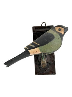 Beautiful Vichtauer Hand Carved Wood Bird, Black Forest Folk Art, Austria, 1910s