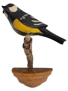 Beautiful Vichtauer Hand Carved Wood Bird, Black Forest Folk Art, Austria, 1910s