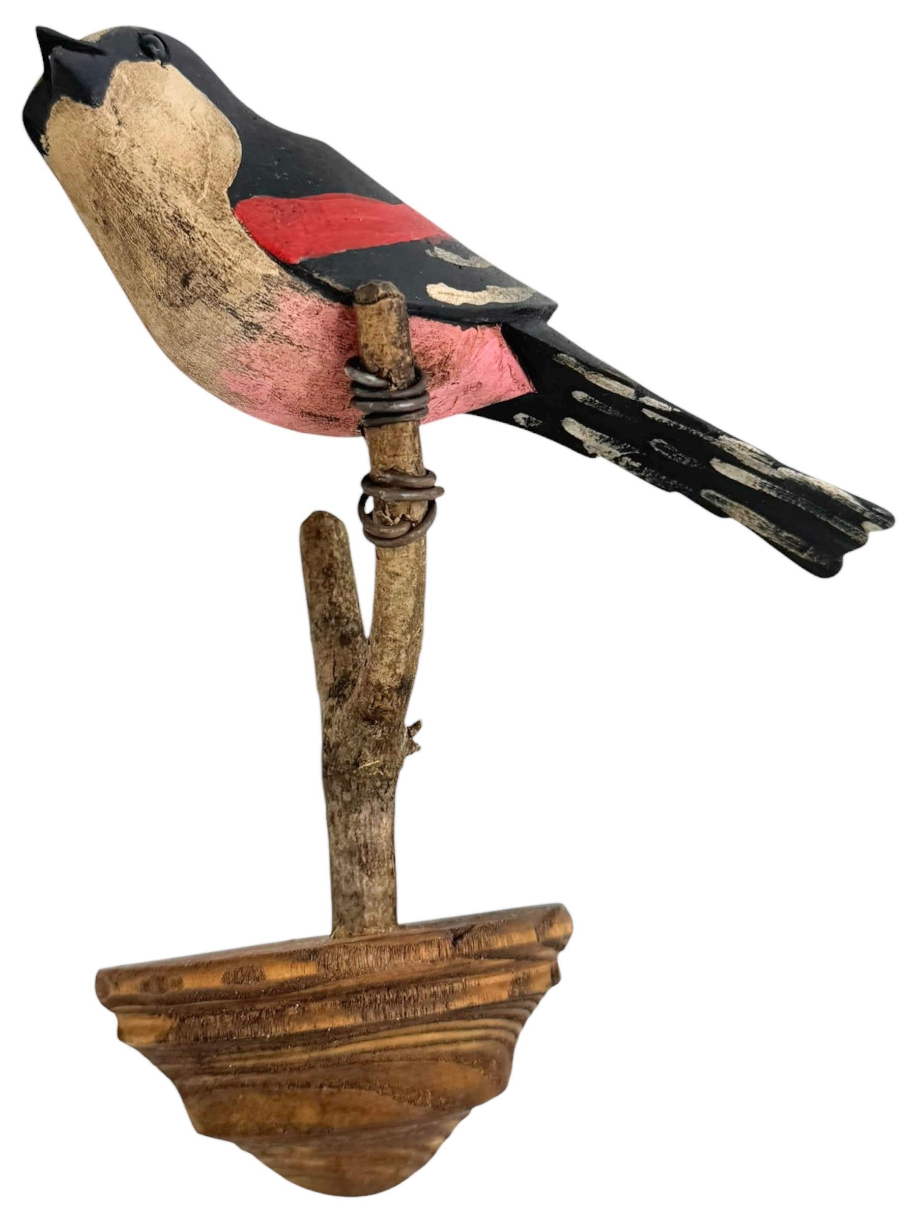 Precioso pájaro de madera tallada a mano de Vichtauer, arte popular de la Selva Negra, Austria, años 1910 Bosque negro