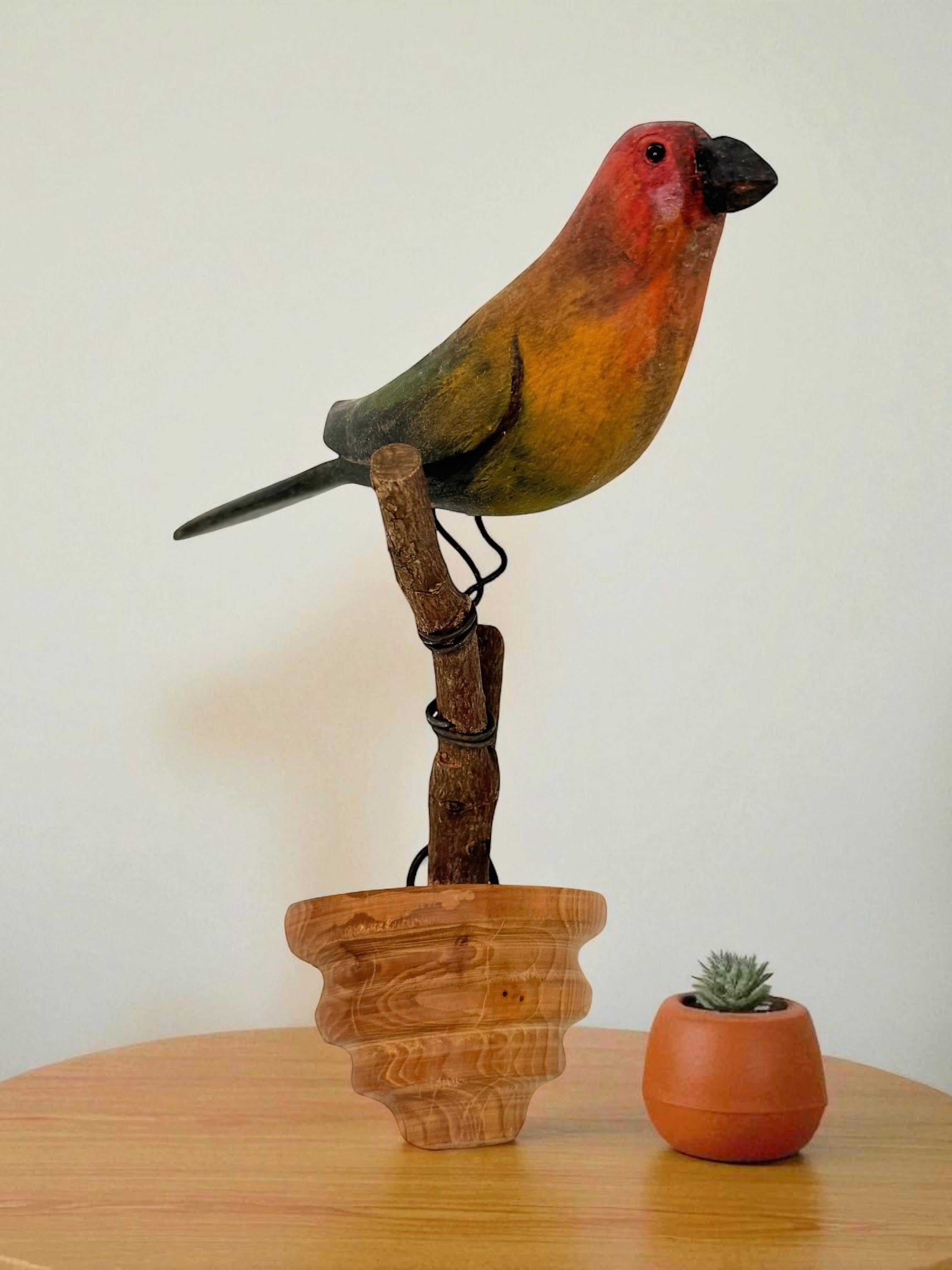 Bellissimo uccello in legno intagliato a mano Vichtauer, Black Forest Folk Art, Austria, anni '1910 in vendita 1