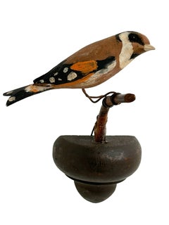 Beautiful Vichtauer Hand Carved Wood Bird, Black Forest Folk Art, Austria, 1910s