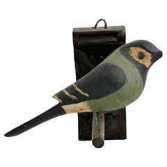Beautiful Vichtauer Hand Carved Wood Bird, Black Forest Folk Art, Austria, 1910s