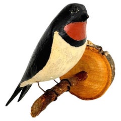 Beautiful Vichtauer Hand Carved Wood Bird, Black Forest Folk Art, Austria, 1910s