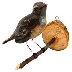 Beautiful Vichtauer Hand Carved Wood Bird, Black Forest Folk Art, Austria, 1910s