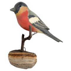 Beautiful Vichtauer Hand Carved Wood Bird, Black Forest Folk Art, Austria, 1910s