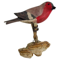 Beautiful Vichtauer Hand Carved Wood Bird, Black Forest Folk Art, Austria, 1910s