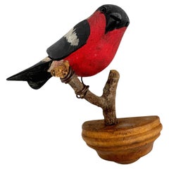 Beautiful Vichtauer Hand Carved Wood Bird, Black Forest Folk Art, Austria, 1910s