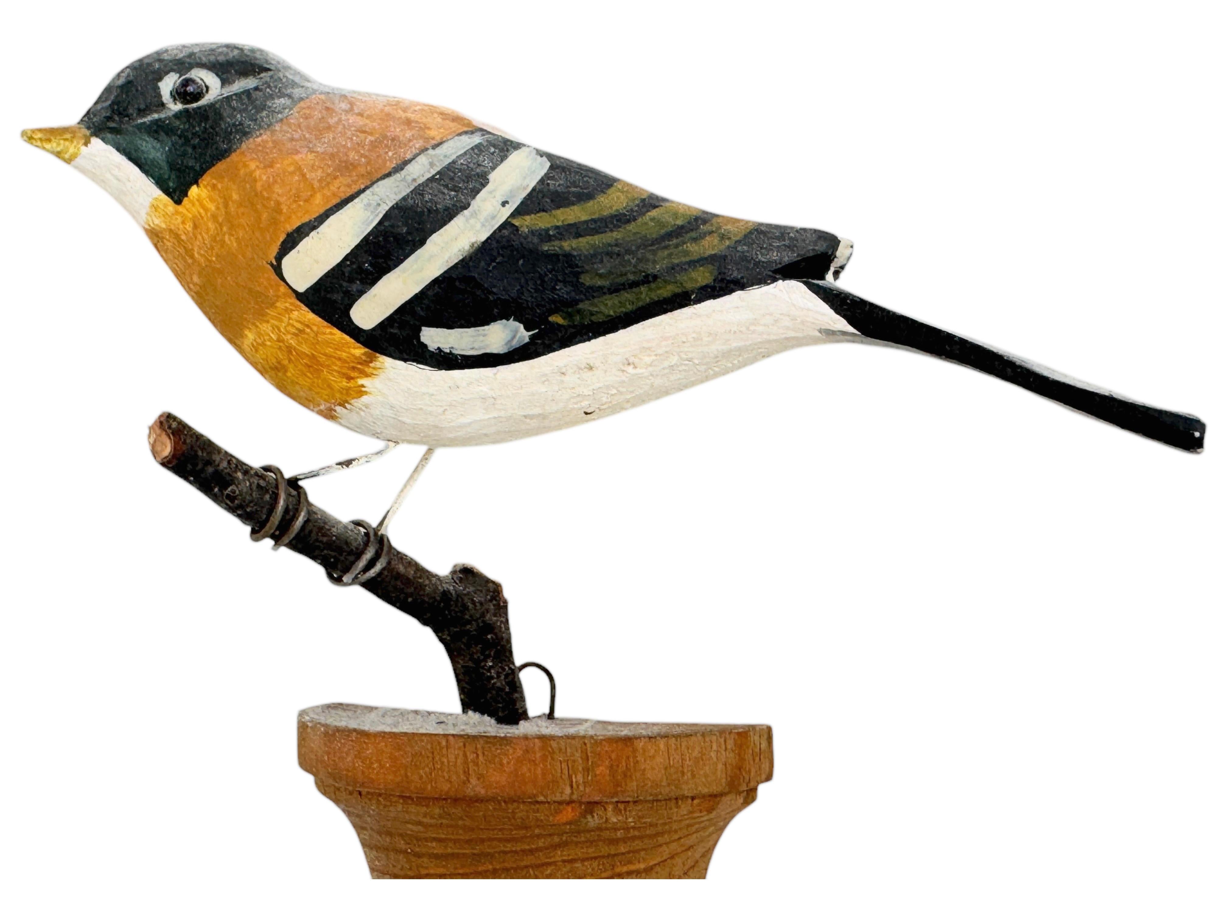 Beautiful Vichtauer Hand Carved Wood Bird, Black Forest Folk Art, Austria, 1920s 4