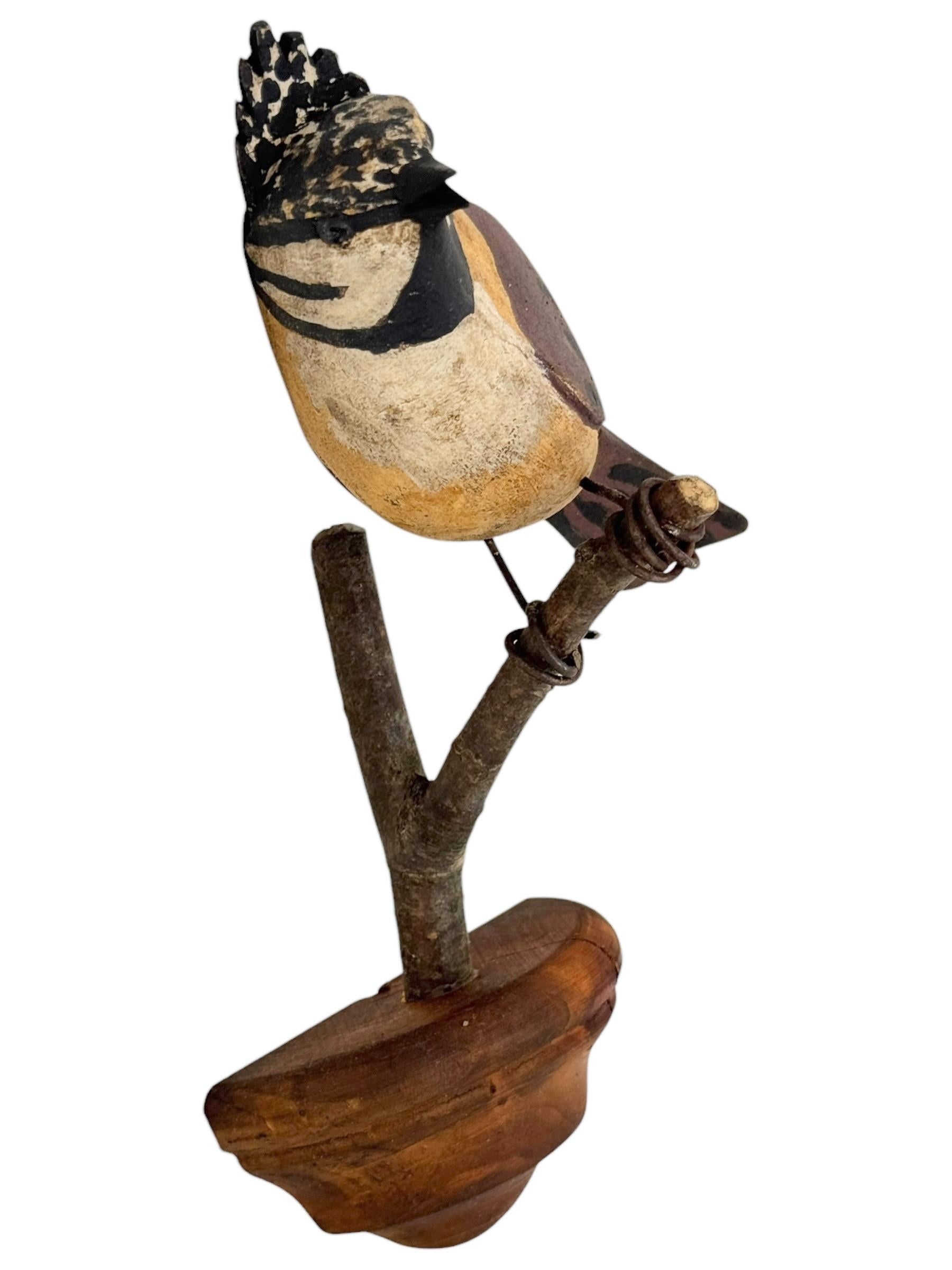 Precioso pájaro de madera tallada a mano de Vichtauer, arte popular de la Selva Negra, Austria, años 1920 3