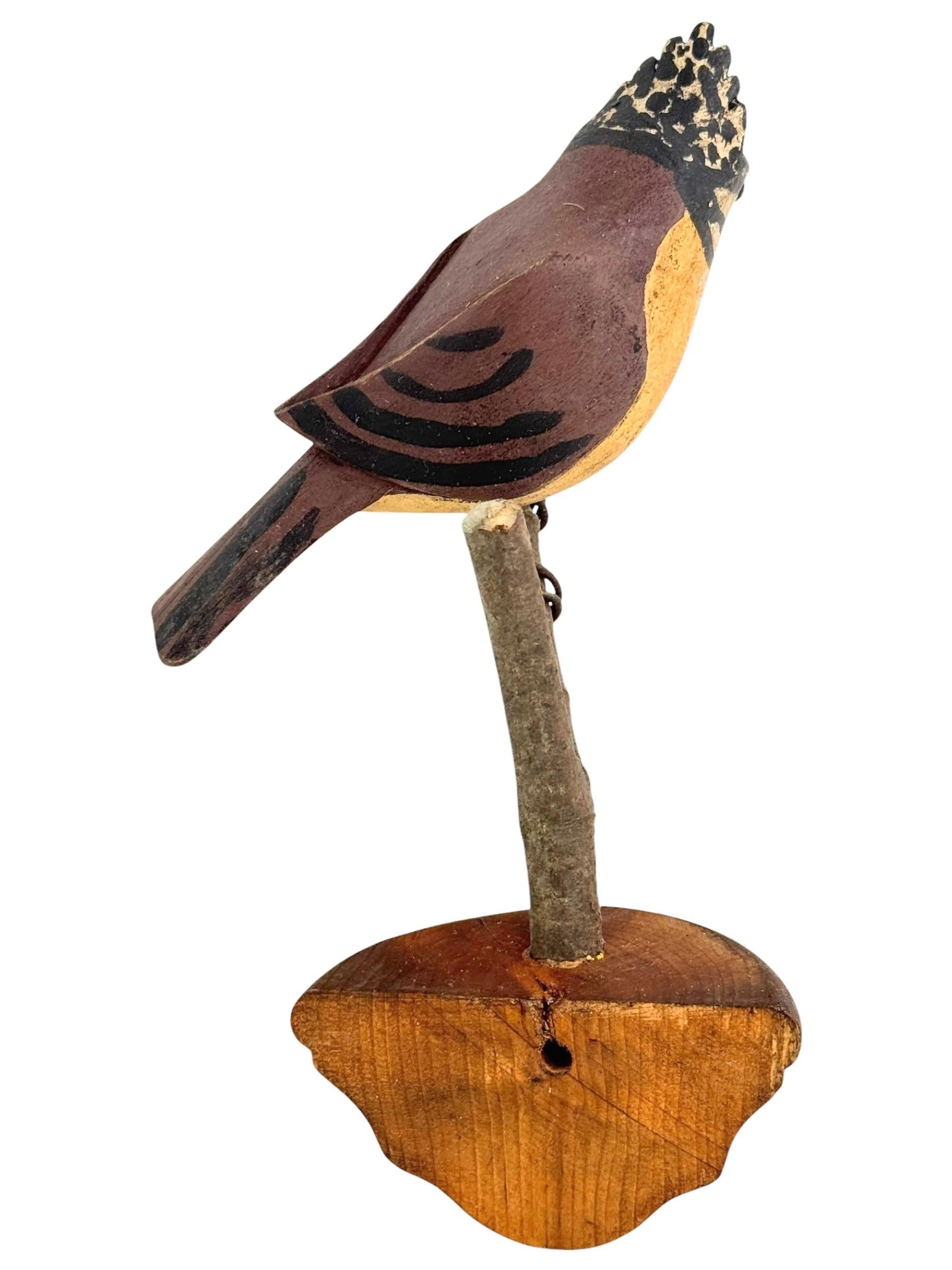 Precioso pájaro de madera tallada a mano de Vichtauer, arte popular de la Selva Negra, Austria, años 1920 6