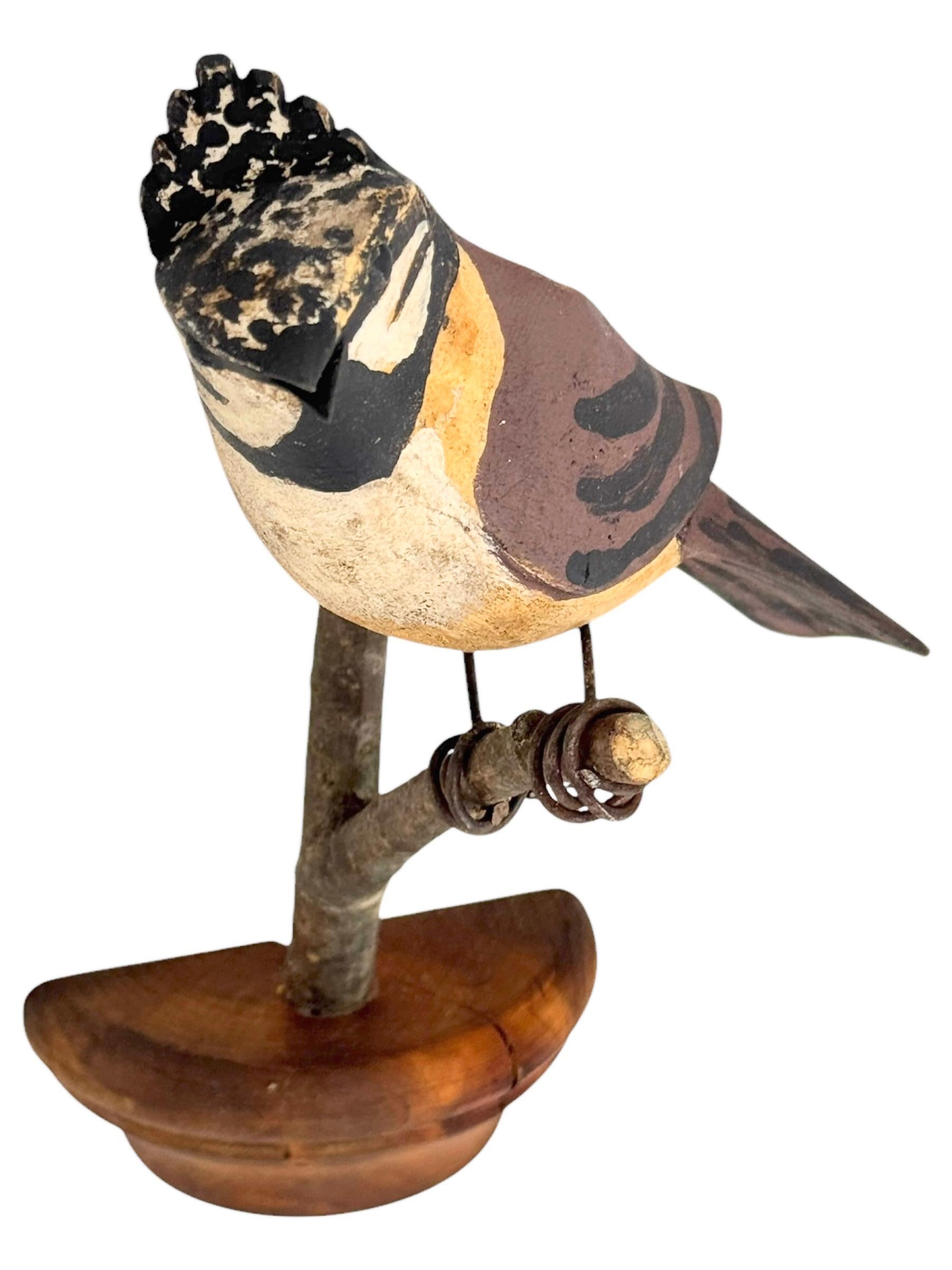 Precioso pájaro de madera tallada a mano de Vichtauer, arte popular de la Selva Negra, Austria, años 1920 7