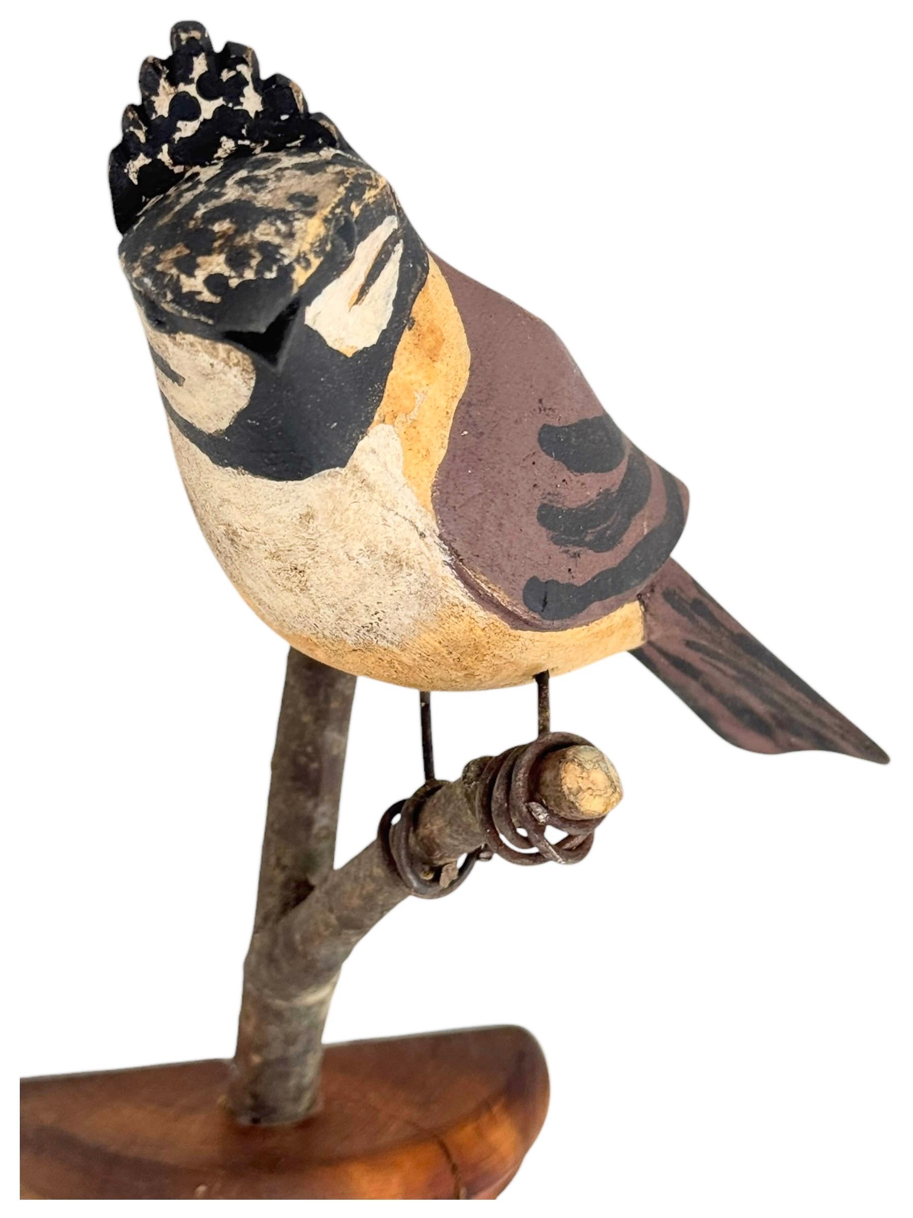 Precioso pájaro de madera tallada a mano de Vichtauer, arte popular de la Selva Negra, Austria, años 1920 8
