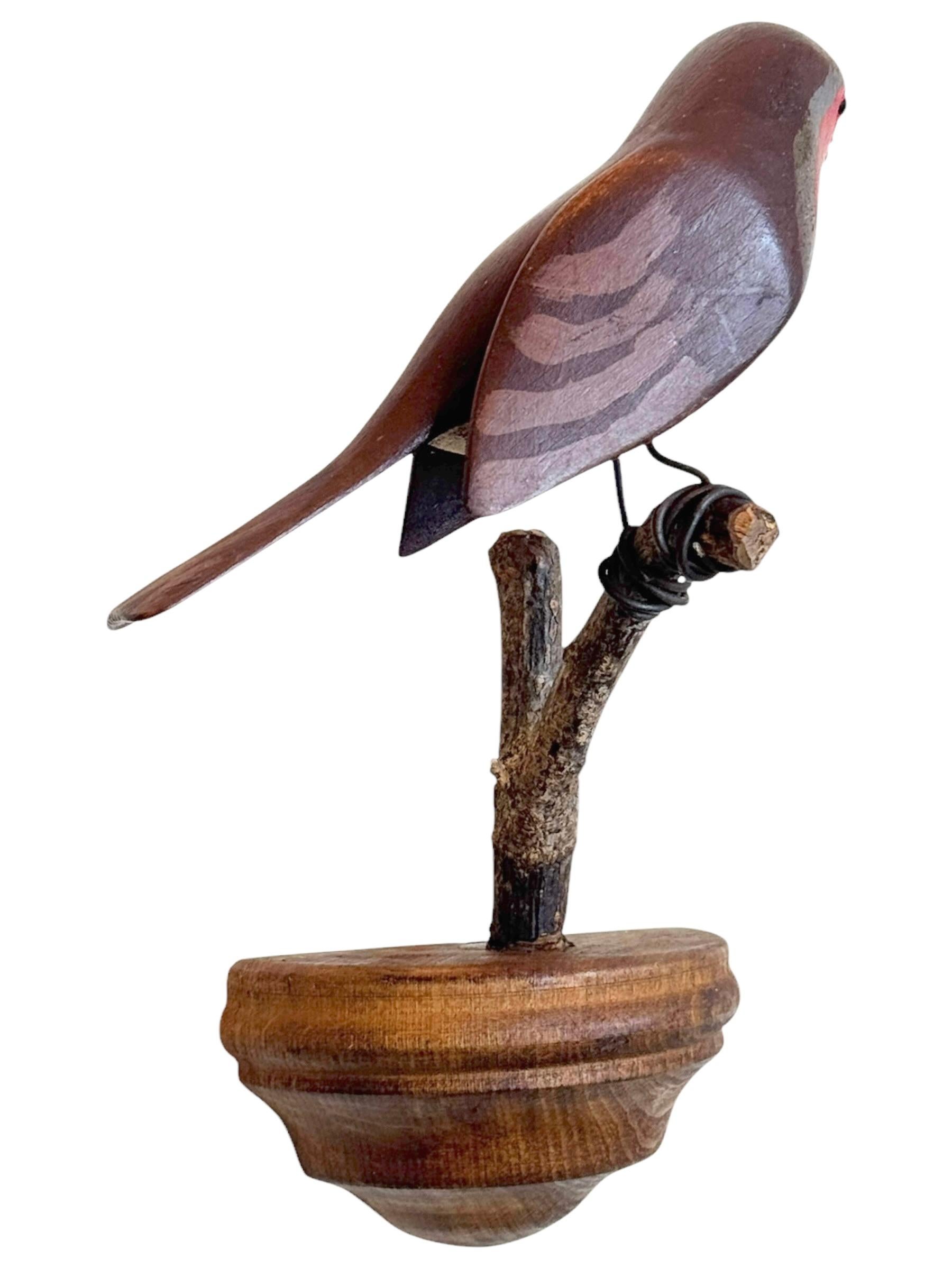 Austrian Beautiful Vichtauer Hand Carved Wood Bird, Black Forest Folk Art, Austria, 1920s