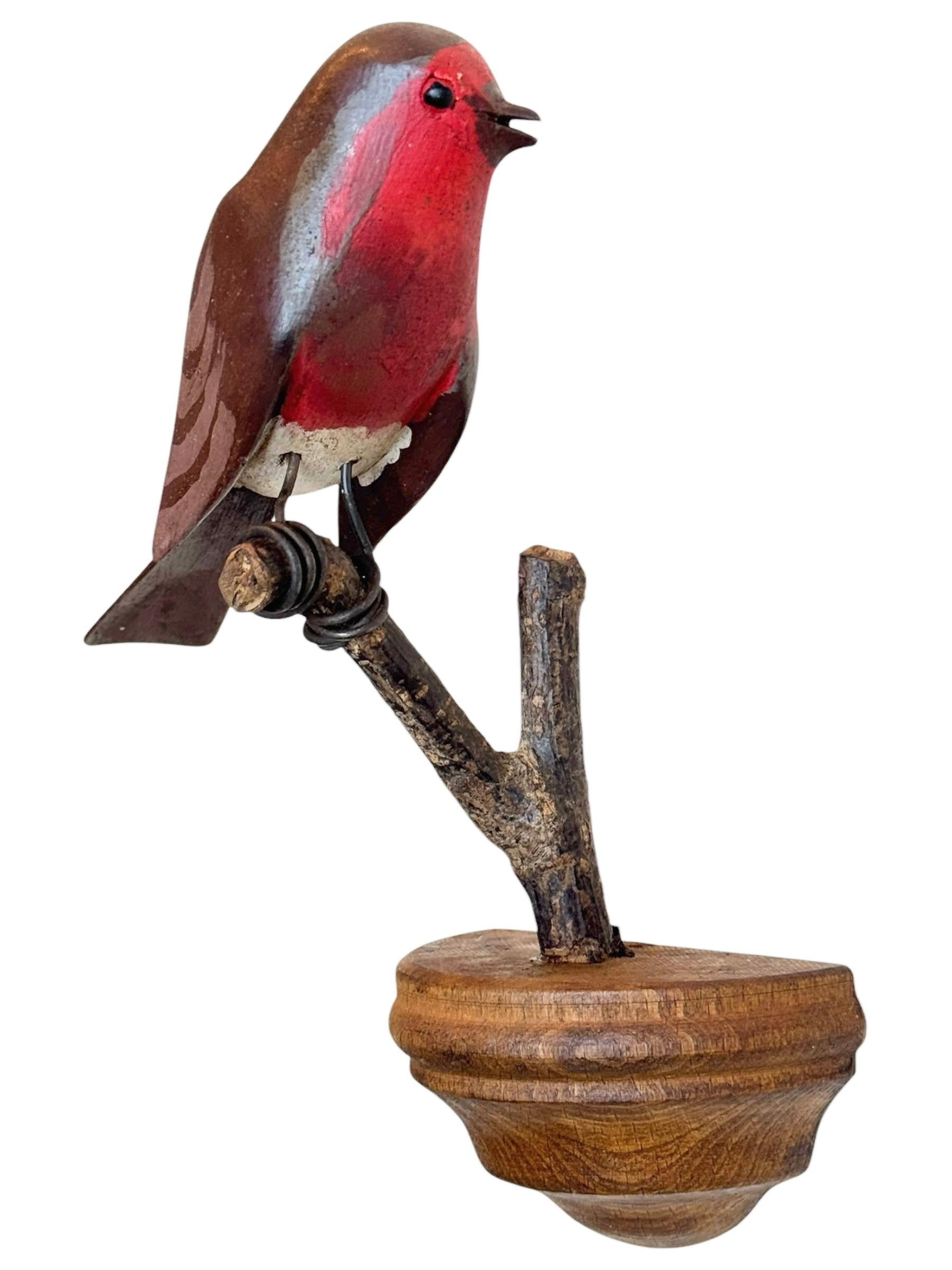 Hand-Carved Beautiful Vichtauer Hand Carved Wood Bird, Black Forest Folk Art, Austria, 1920s