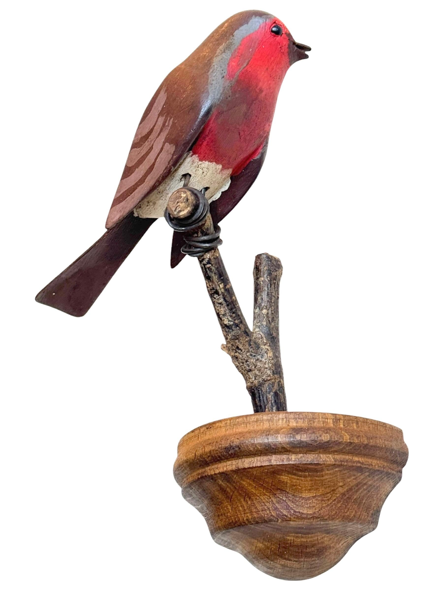 Early 20th Century Beautiful Vichtauer Hand Carved Wood Bird, Black Forest Folk Art, Austria, 1920s