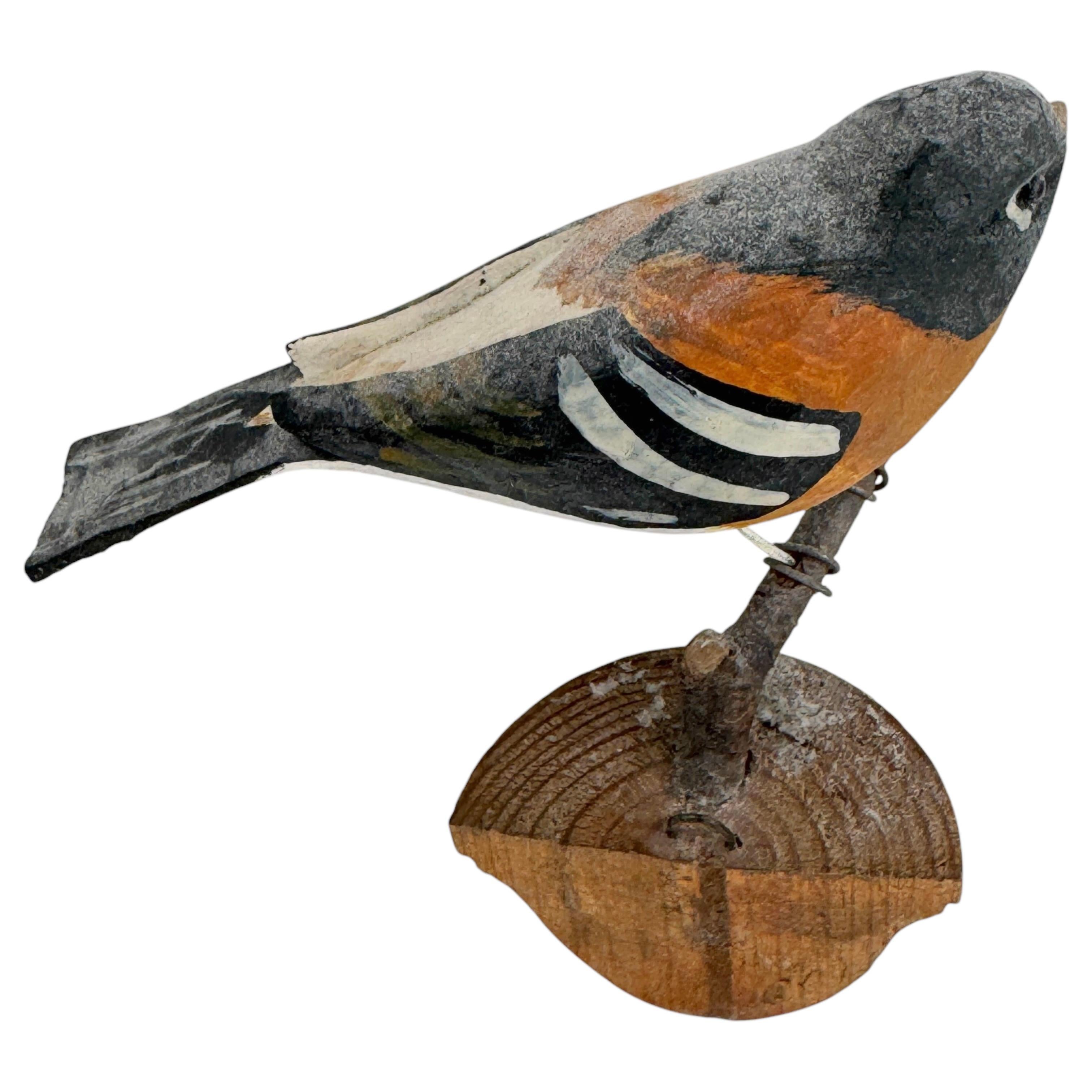 Early 20th Century Beautiful Vichtauer Hand Carved Wood Bird, Black Forest Folk Art, Austria, 1920s
