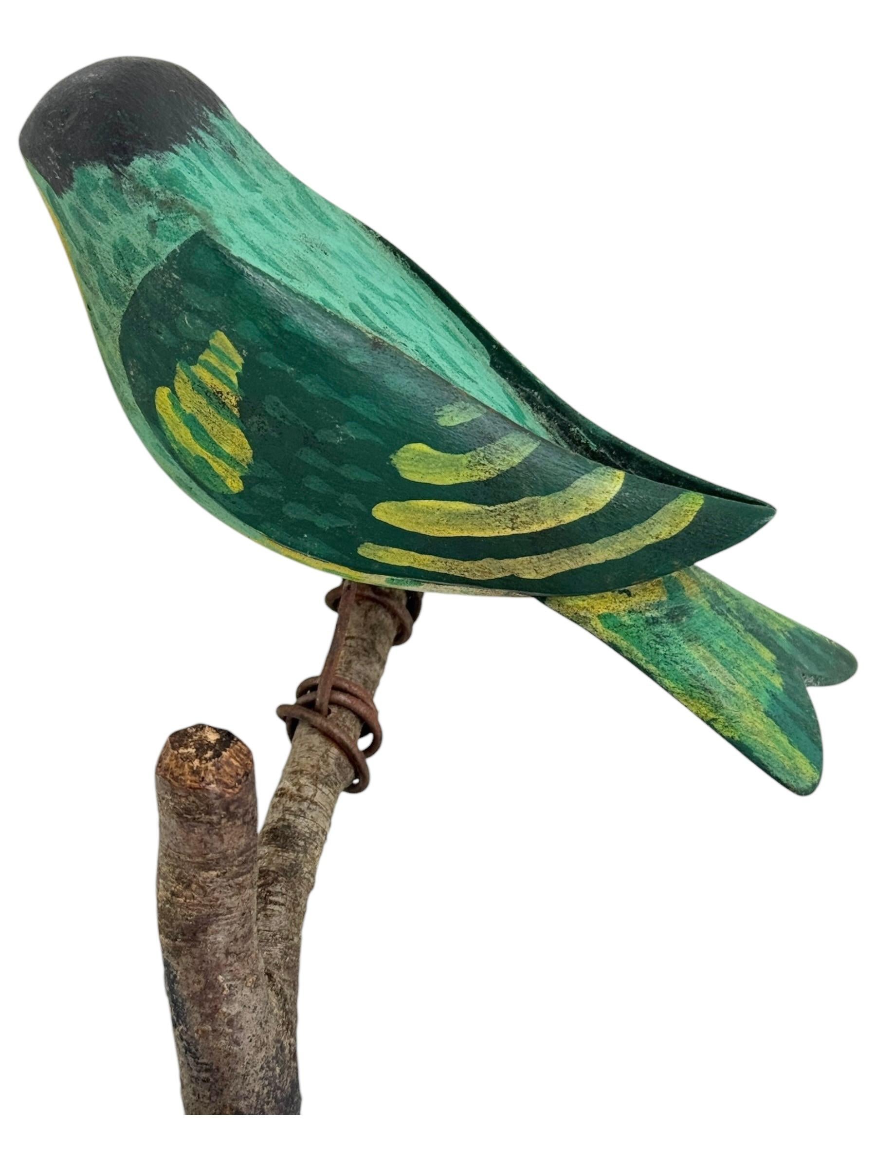 Beautiful Vichtauer Hand Carved Wood Bird, Black Forest Folk Art, Austria, 1920s 1