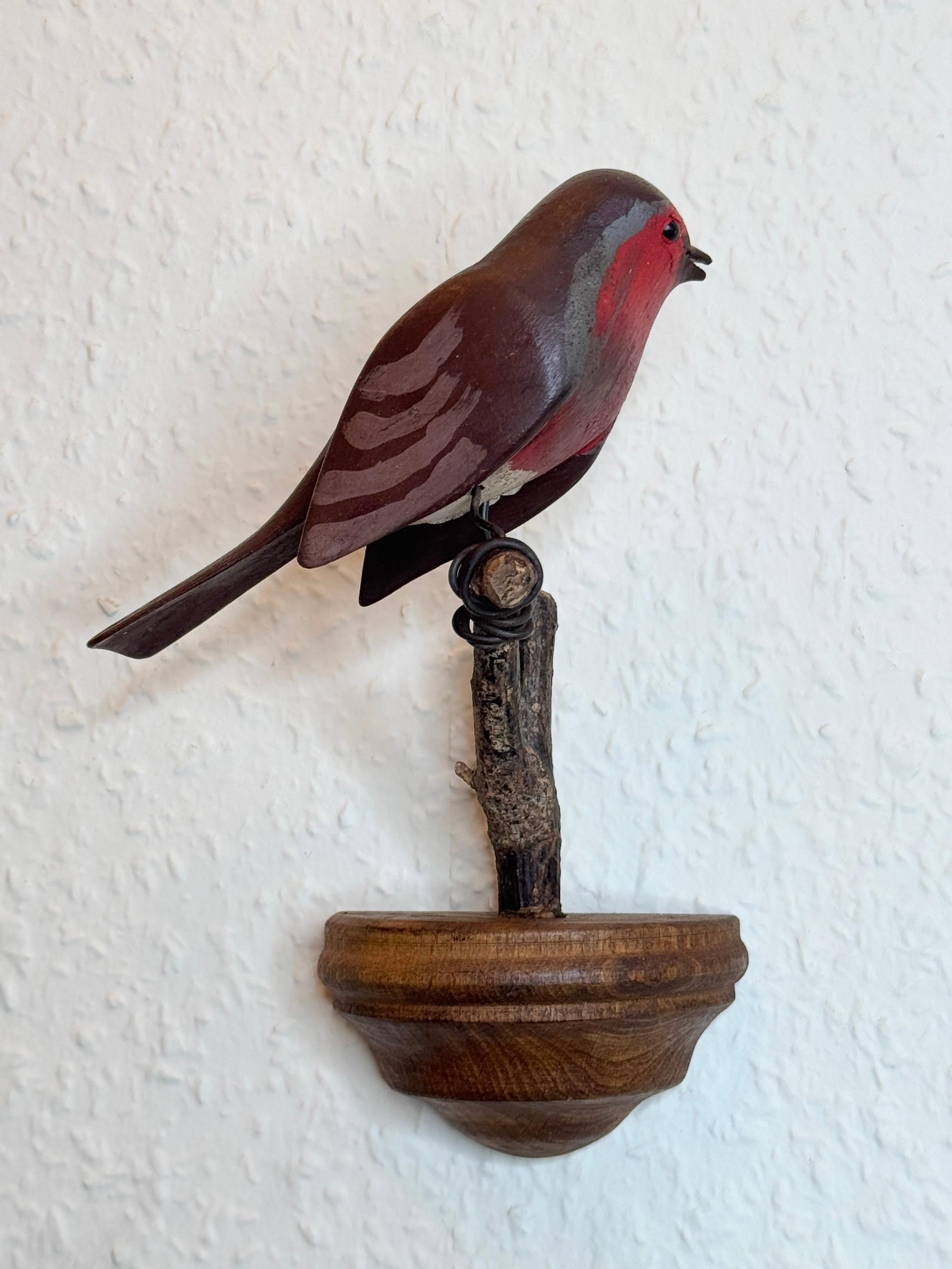 Beautiful Vichtauer Hand Carved Wood Bird, Black Forest Folk Art, Austria, 1920s 2