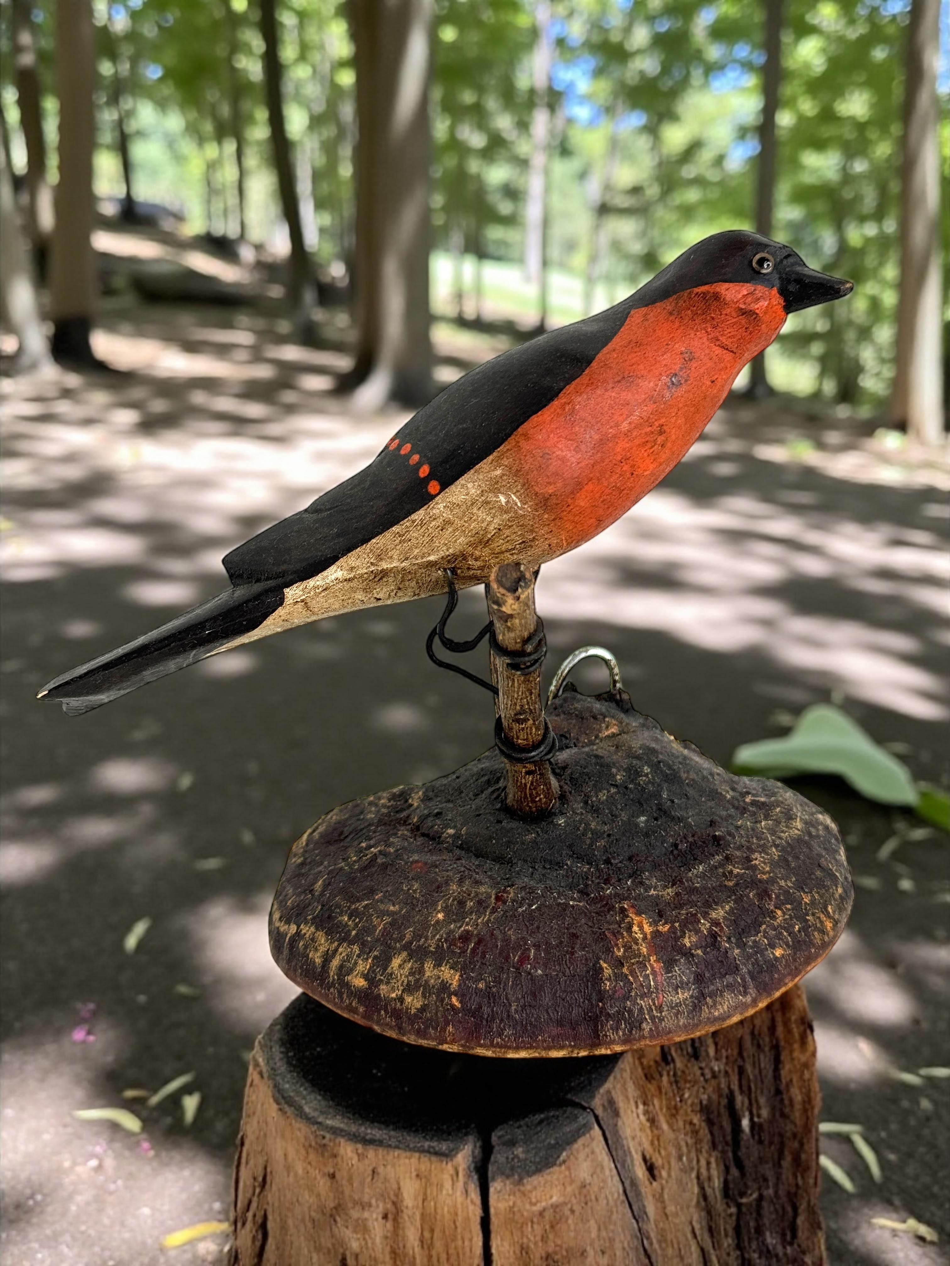 Legno Bellissimo uccello in legno intagliato a mano Vichtauer, Black Forest Folk Art, Austria, anni '1920 in vendita
