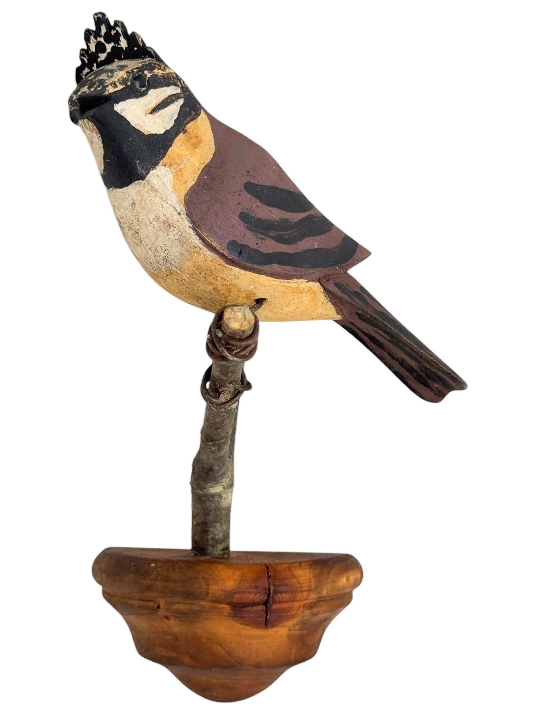 Precioso pájaro de madera tallada a mano de Vichtauer, arte popular de la Selva Negra, Austria, años 1920 1