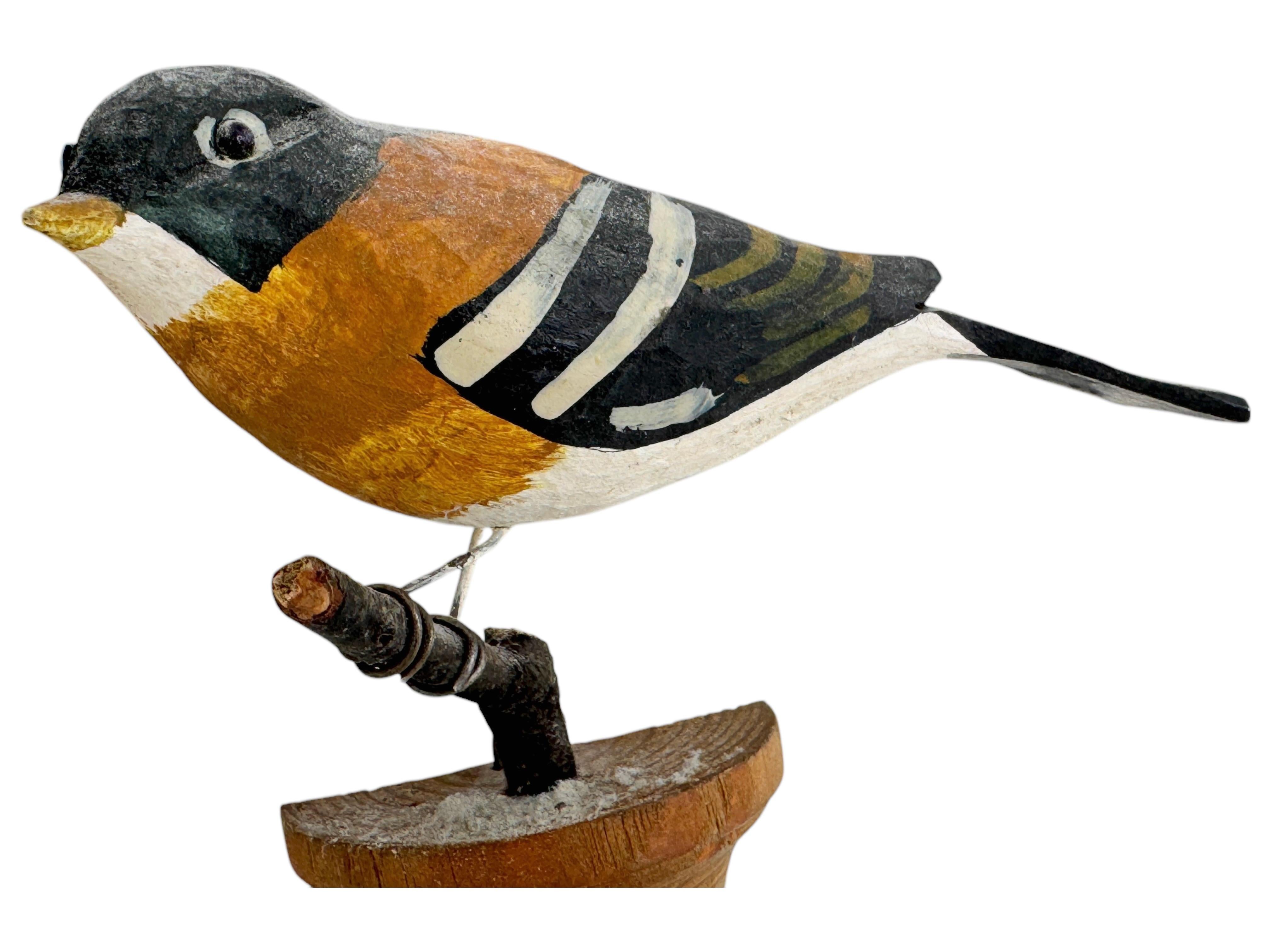 Beautiful Vichtauer Hand Carved Wood Bird, Black Forest Folk Art, Austria, 1920s 3