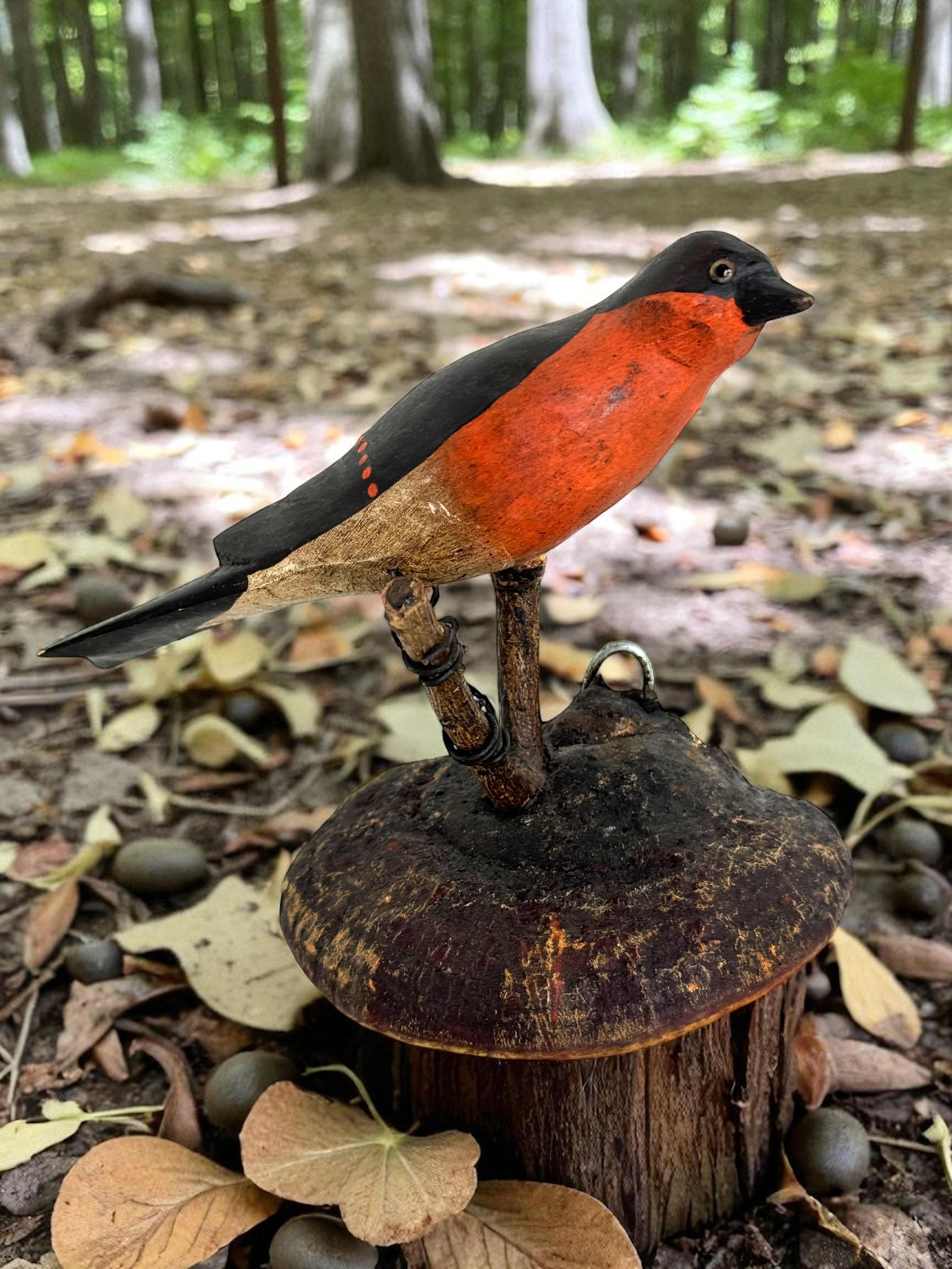 Bellissimo uccello in legno intagliato a mano Vichtauer, Black Forest Folk Art, Austria, anni '1920 in vendita 1