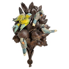 Beautiful Vichtauer Hand Carved Wood Bird, Black Forest Folk Art, Austria, 1920s