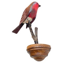 Beautiful Vichtauer Hand Carved Wood Bird, Black Forest Folk Art, Austria, 1920s