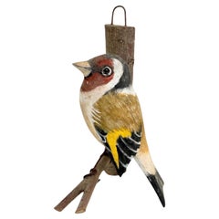 Beautiful Vichtauer Hand Carved Wood Bird, Black Forest Folk Art, Austria, 1920s