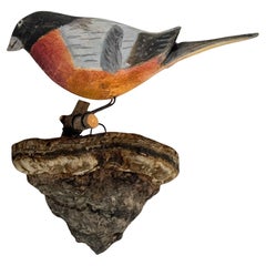 Beautiful Vichtauer Hand Carved Wood Bird, Black Forest Folk Art, Austria, 1920s