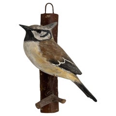 Beautiful Vichtauer Hand Carved Wood Bird, Black Forest Folk Art, Austria, 1920s