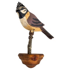 Beautiful Viechtauer Hand Carved Wood Bird, Black Forest Folk Art Austria, 1920s