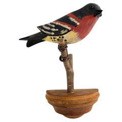 Beautiful Vichtauer Hand Carved Wood Bird, Black Forest Folk Art, Austria, 1920s