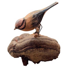 Beautiful Vichtauer Hand Carved Wood Bird, Black Forest Folk Art, Austria, 1920s