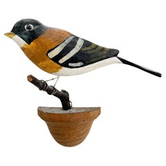 Beautiful Vichtauer Hand Carved Wood Bird, Black Forest Folk Art, Austria, 1920s